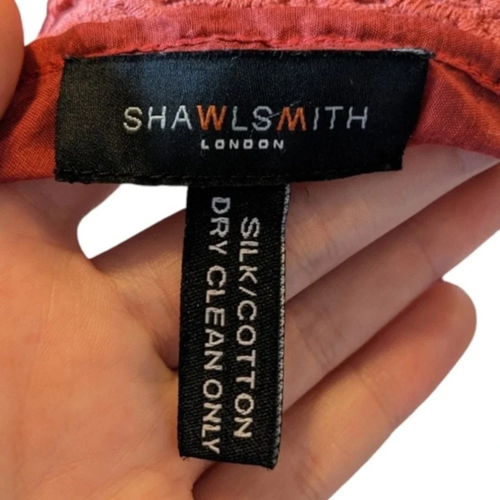 Shawlsmith LONDON Silk Cotton Lace Trim‎ Scarf Wrap Shawl Red